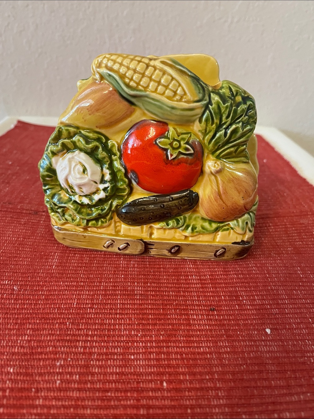 Ceramic Vegetable Napkin Holder - Red Tomato & Multicolor